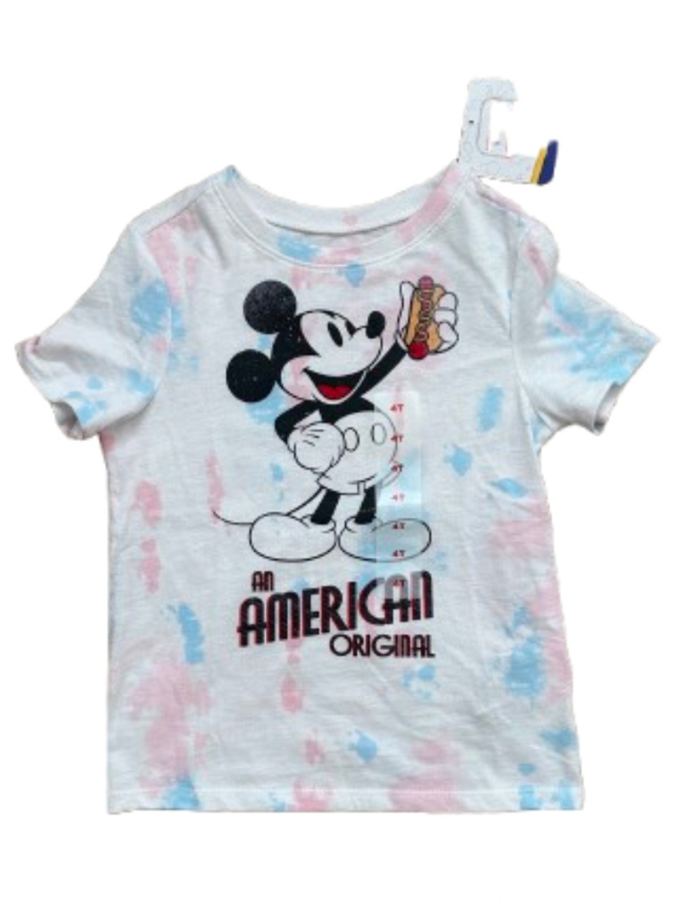 Toddler Boys Mickey Mouse Tee Size 4T Summer Tye-Dye Hot Dog